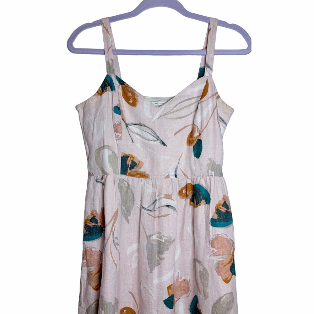 ❣️SOLD❣️ Rachel Zoe 100% Linen Floral Midi Dress - Picture 3 of 5